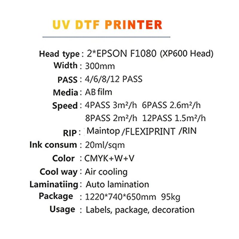 UV-DTF-Drucker mit hoher Auflösung 300 mm UV-DTF-Maschine für Flaschen aus Acrylplastik