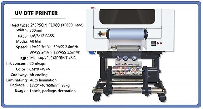 30cm UV DTF Drucker Roll auf Roll A3 UV DTF Drucker für Flaschen Acryl Kunststoff
