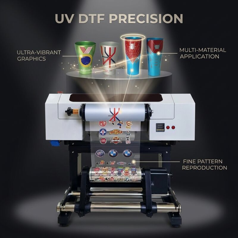 300 mm UV DTF Drucker I3200U1 Druckkopf CMYK Weiß Lack Helle Farben Ausgabe Maschine